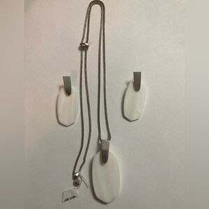 Kendra Scott Silvertone and Mother of Pearl Necklace and Earrings